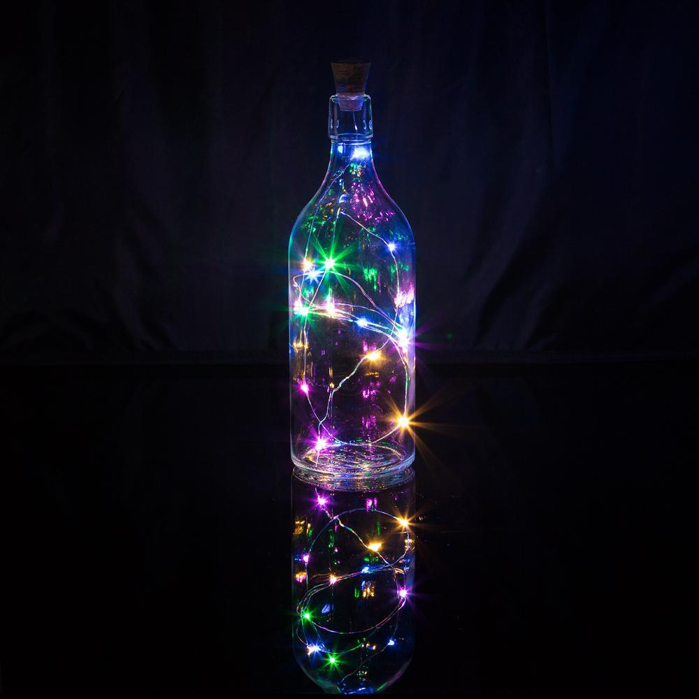 15 Super Bright RGB LED Battery Operated Wine Bottle lights With Real Cork DIY Fairy String Light For Home Wedding Party Decoration - PaperLanternStore.com - Paper Lanterns, Decor, Party Lights &amp; More