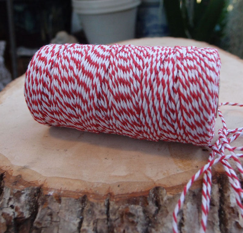 Craft Perfect - Striped Bakers Twine - Chilli Red - (2mm/25m) - 9984E