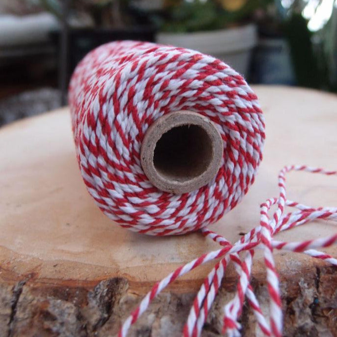 Craft Perfect - Striped Bakers Twine - Chilli Red - (2mm/25m) - 9984E