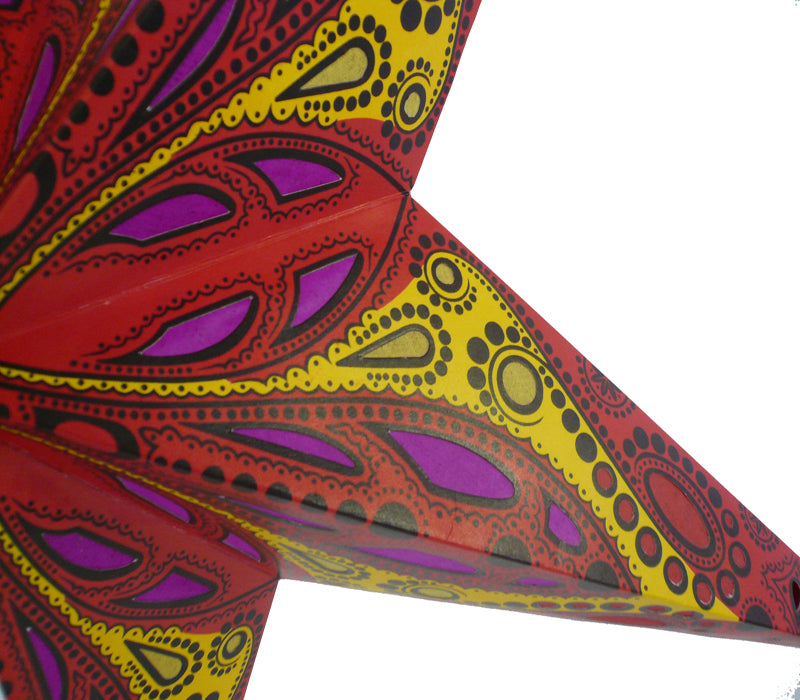 24" Red Exotic Dahlia Paper Star Lantern, Chinese Hanging Wedding & Party Decoration - PaperLanternStore.com - Paper Lanterns, Decor, Party Lights & More