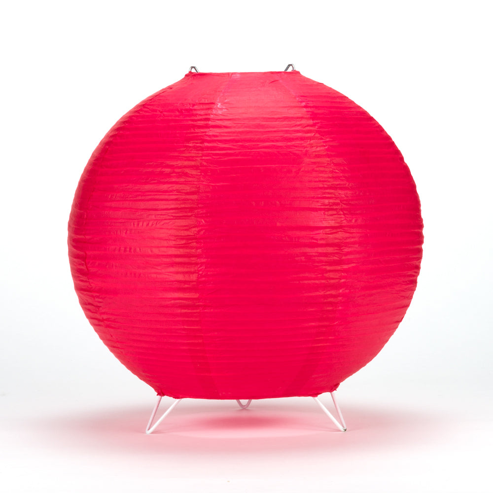 Red Round Centerpiece Candle Lantern w/ Fine Lines - PaperLanternStore.com - Paper Lanterns, Decor, Party Lights & More