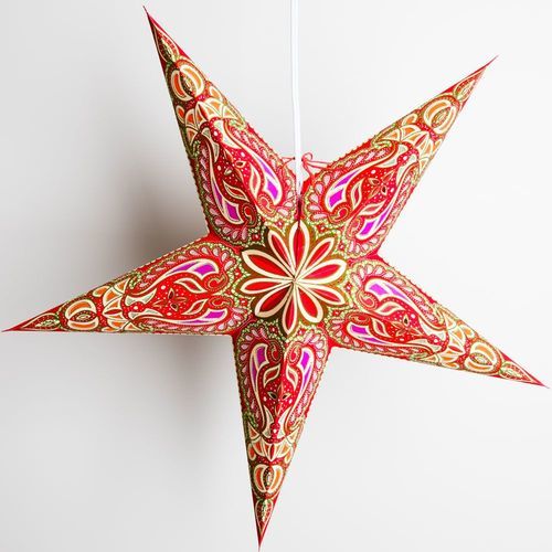 3-PACK + Cord | Green Alaskan Glitter 24&quot; Illuminated Paper Star Lanterns and Lamp Cord Hanging Decorations - PaperLanternStore.com - Paper Lanterns, Decor, Party Lights &amp; More