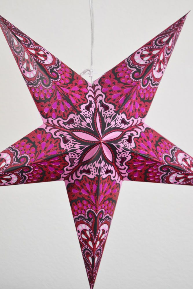 24&quot; Red Pink Rain Paper Star Lantern, Hanging - PaperLanternStore.com - Paper Lanterns, Decor, Party Lights &amp; More
