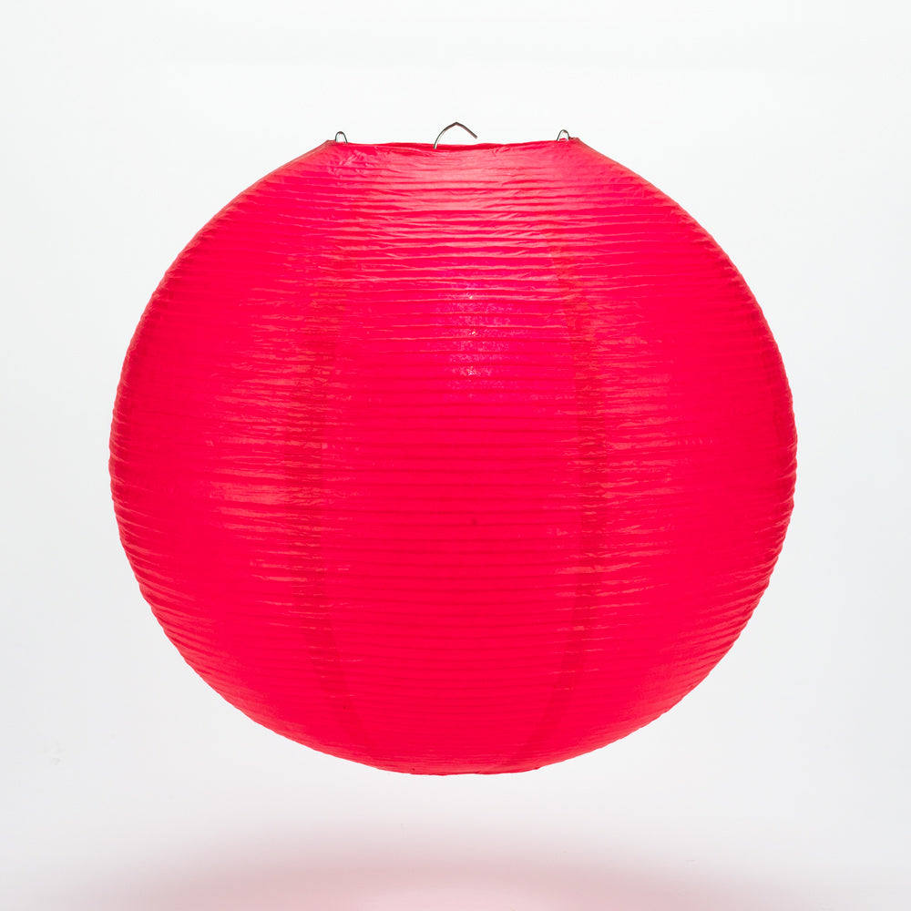 12" Red Fine Line Premium Even Ribbing Paper Lantern, Extra Sturdy - PaperLanternStore.com - Paper Lanterns, Decor, Party Lights & More