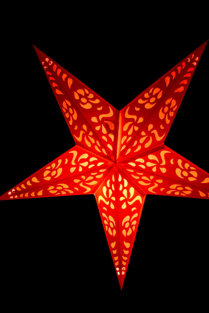 24" Red Punch Paper Star Lantern, Chinese Hanging Wedding & Party Decoration - PaperLanternStore.com - Paper Lanterns, Decor, Party Lights & More