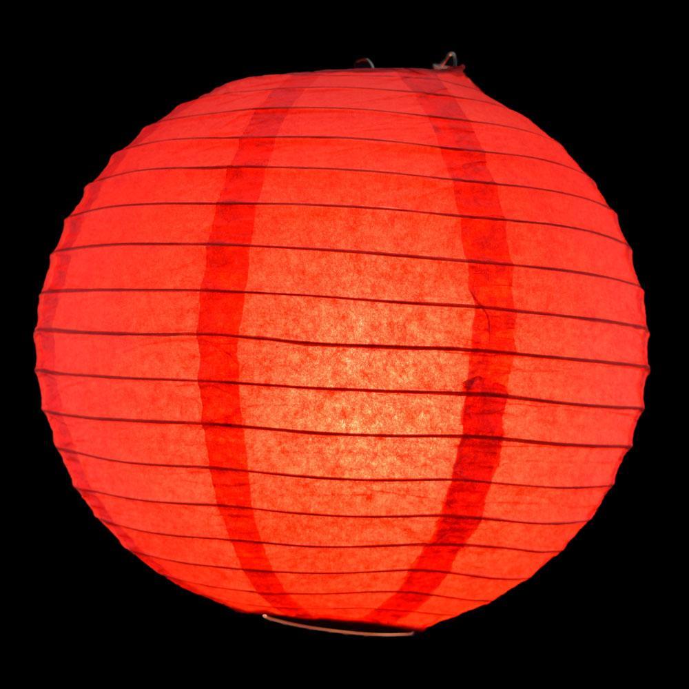 8/12/16&quot; Red Round Paper Lanterns, Even Ribbing (3-Pack Cluster) - PaperLanternStore.com - Paper Lanterns, Decor, Party Lights &amp; More