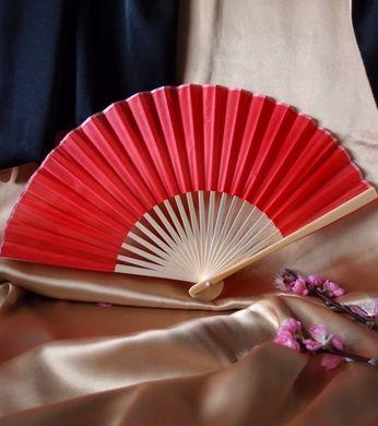 9" Red Silk Hand Fans for Weddings (10 Pack)
