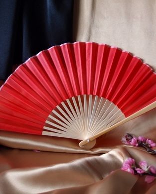 BULK PACK (50) 9&quot; Red Silk Hand Fans for Weddings - PaperLanternStore.com - Paper Lanterns, Decor, Party Lights &amp; More