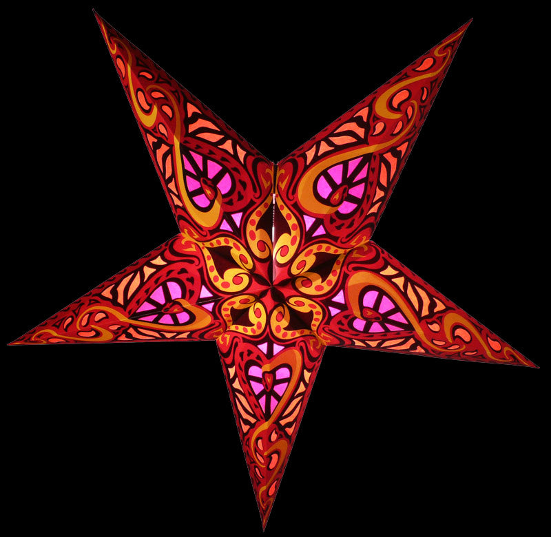 24" Red Trance Paper Star Lantern, Chinese Hanging Wedding & Party Decoration - PaperLanternStore.com - Paper Lanterns, Decor, Party Lights & More