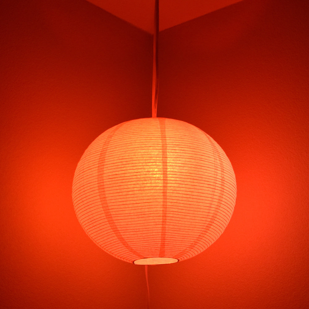Fine Line Premium Paper Lantern Pendant Light Cord Kit with S14 Red LED Bulb