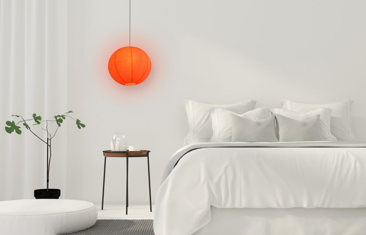 Fine Line Premium Paper Lantern Pendant Light Cord Kit with S14 Red LED Bulb