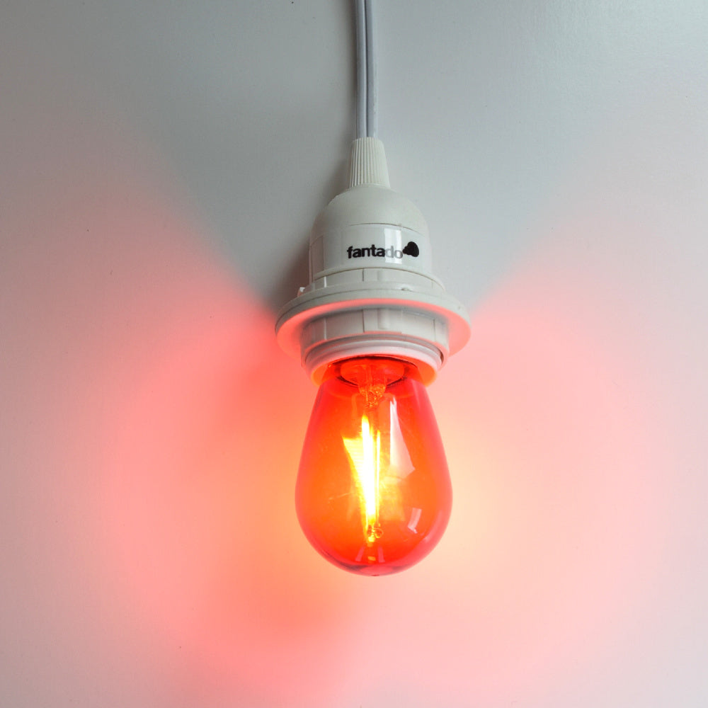 10-PACK Red LED Filament S14 Shatterproof Energy Saving Color Light Bulb, Dimmable, 2W,  E26 Medium Base