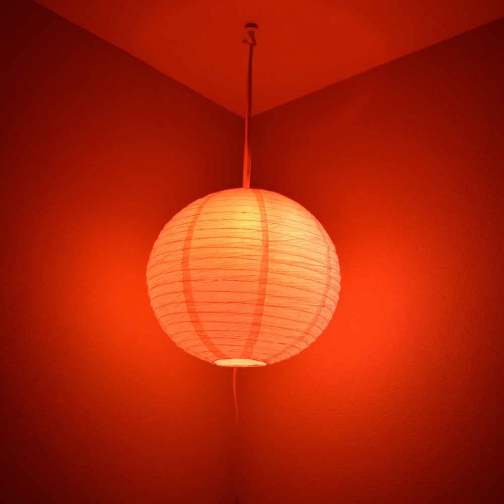 Crepe Premium Paper Lantern Pendant Light Cord Kit with G50 Red LED Bulb