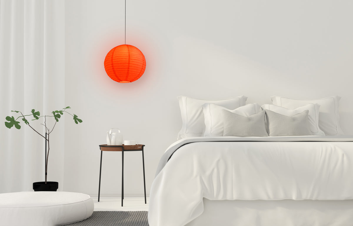 Crepe Premium Paper Lantern Pendant Light Cord Kit with G50 Red LED Bulb