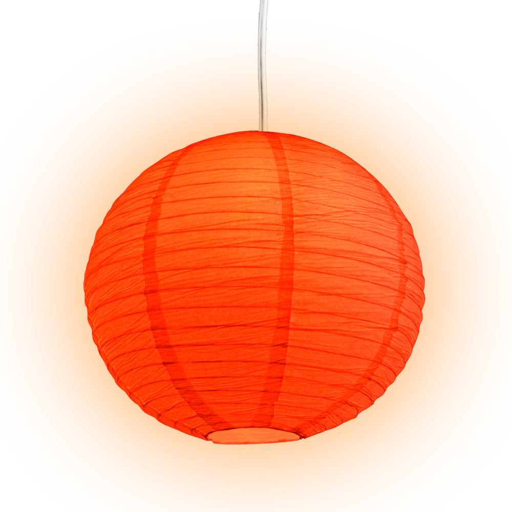 Crepe Premium Paper Lantern Pendant Light Cord Kit with G50 Red LED Bulb