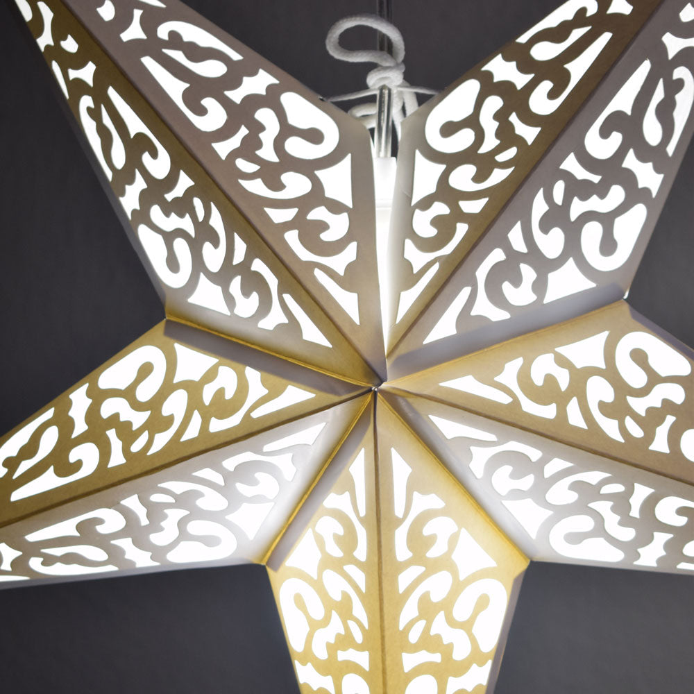 24&quot; Atomic White Paper Star Lantern, Chinese Hanging Wedding &amp; Party Decoration - PaperLanternStore.com - Paper Lanterns, Decor, Party Lights &amp; More