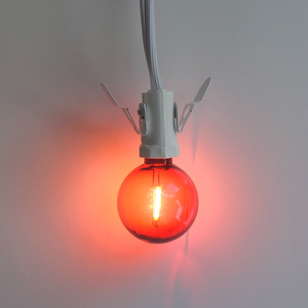 Red LED Filament G40 Globe Shatterproof Energy Saving Color Light Bulb, Dimmable, 1W,  E12 Candelabra Base