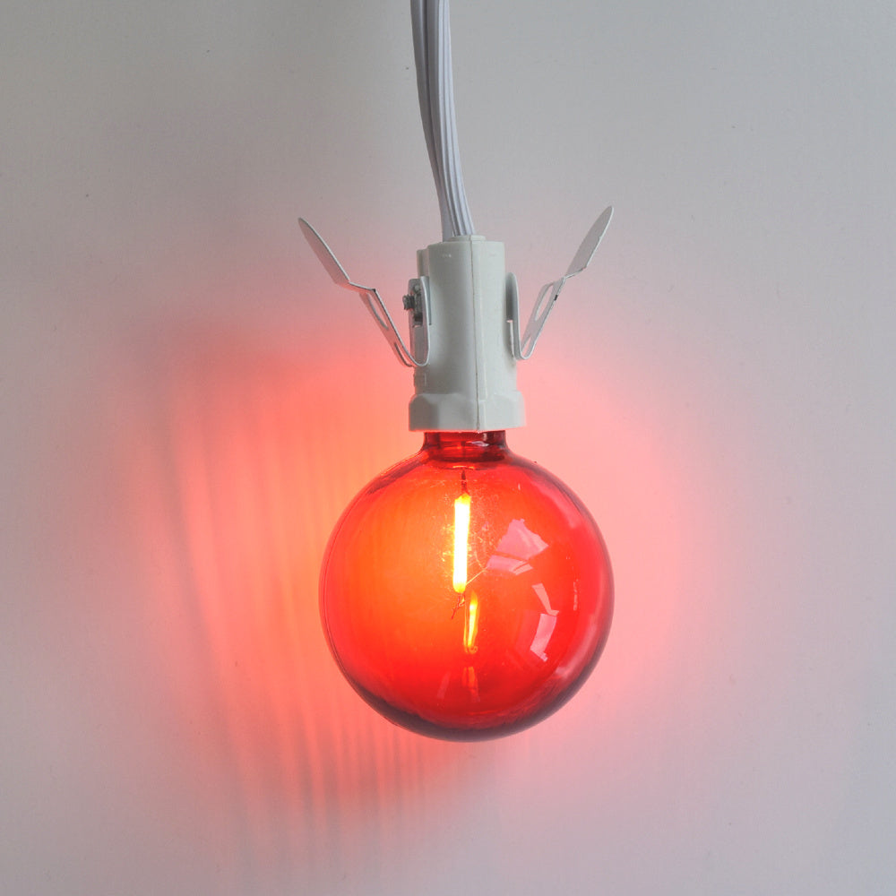Red LED Filament G50 Globe Shatterproof Energy Saving Color Light Bulb, Dimmable, 1W,  E12 Candelabra Base (Single)