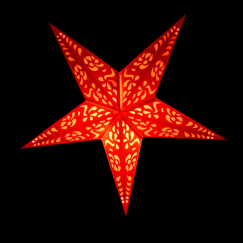 24&quot; Red Punch Paper Star Lantern, Chinese Hanging Wedding &amp; Party Decoration - PaperLanternStore.com - Paper Lanterns, Decor, Party Lights &amp; More