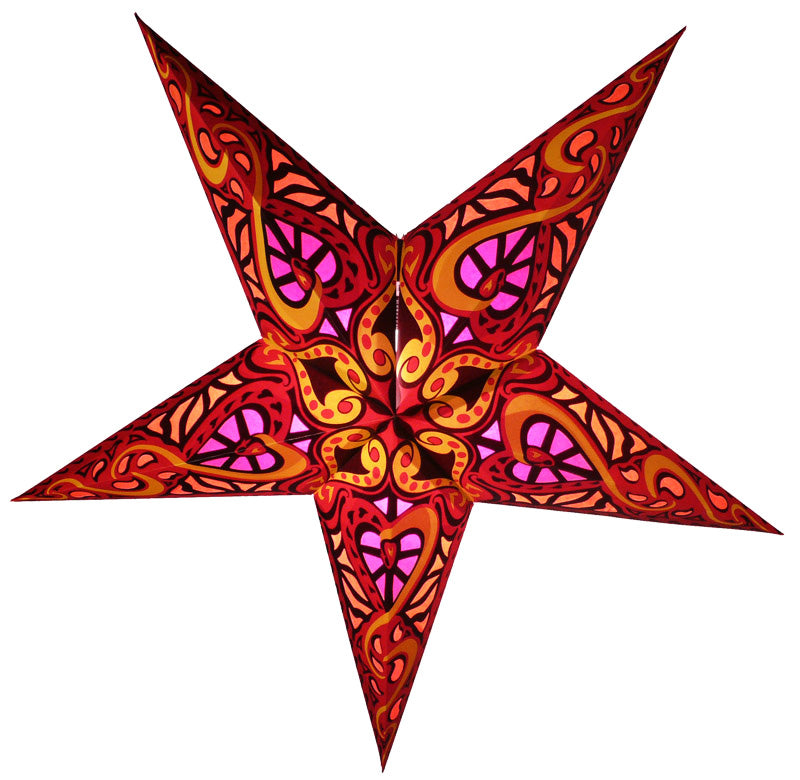 24" Red Trance Paper Star Lantern, Chinese Hanging Wedding & Party Decoration - PaperLanternStore.com - Paper Lanterns, Decor, Party Lights & More