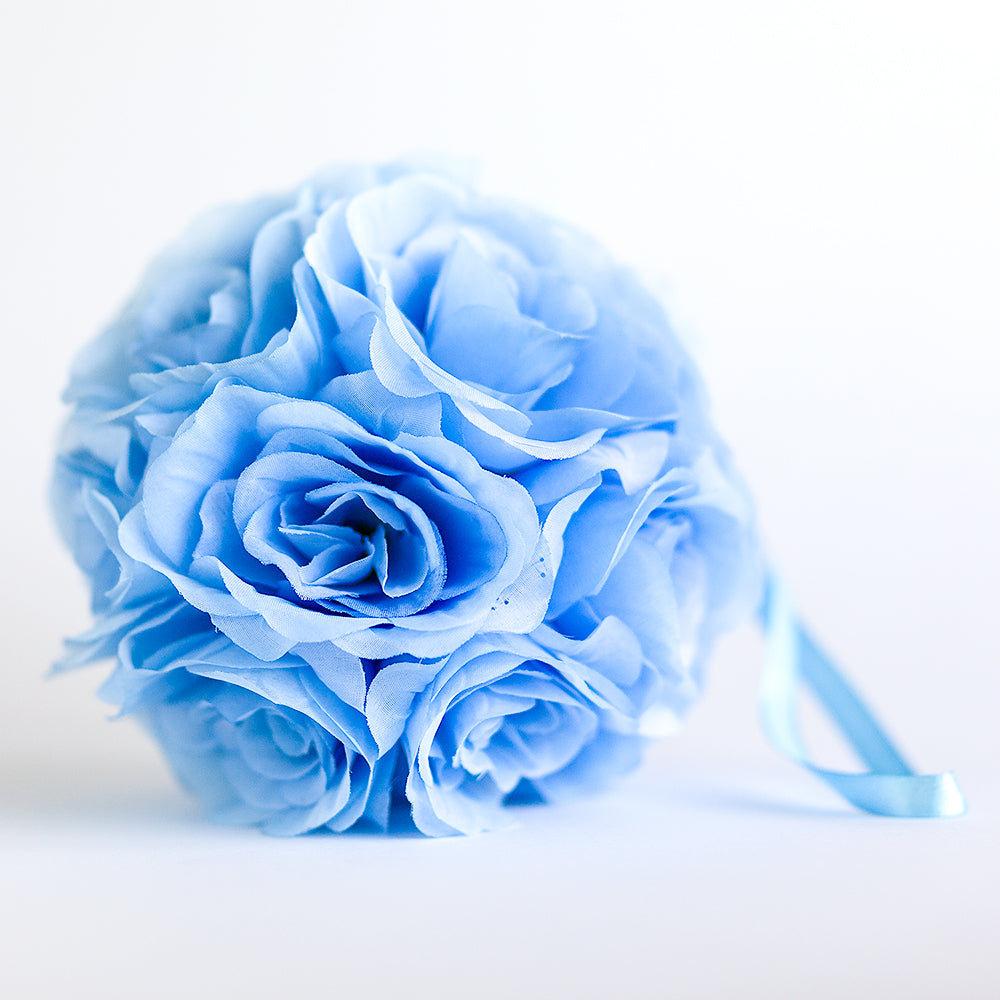 6&quot; Serenity Blue Rose Flower Pomander Small Wedding Kissing Ball for Weddings and Decoration - PaperLanternStore.com - Paper Lanterns, Decor, Party Lights &amp; More