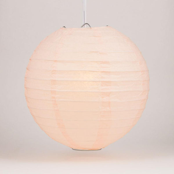 12" Rose Quartz Pink Round Paper Lantern, Even Ribbing, Chinese Hanging Decoration for Weddings and Parties - PaperLanternStore.com - Paper Lanterns, Decor, Party Lights & More