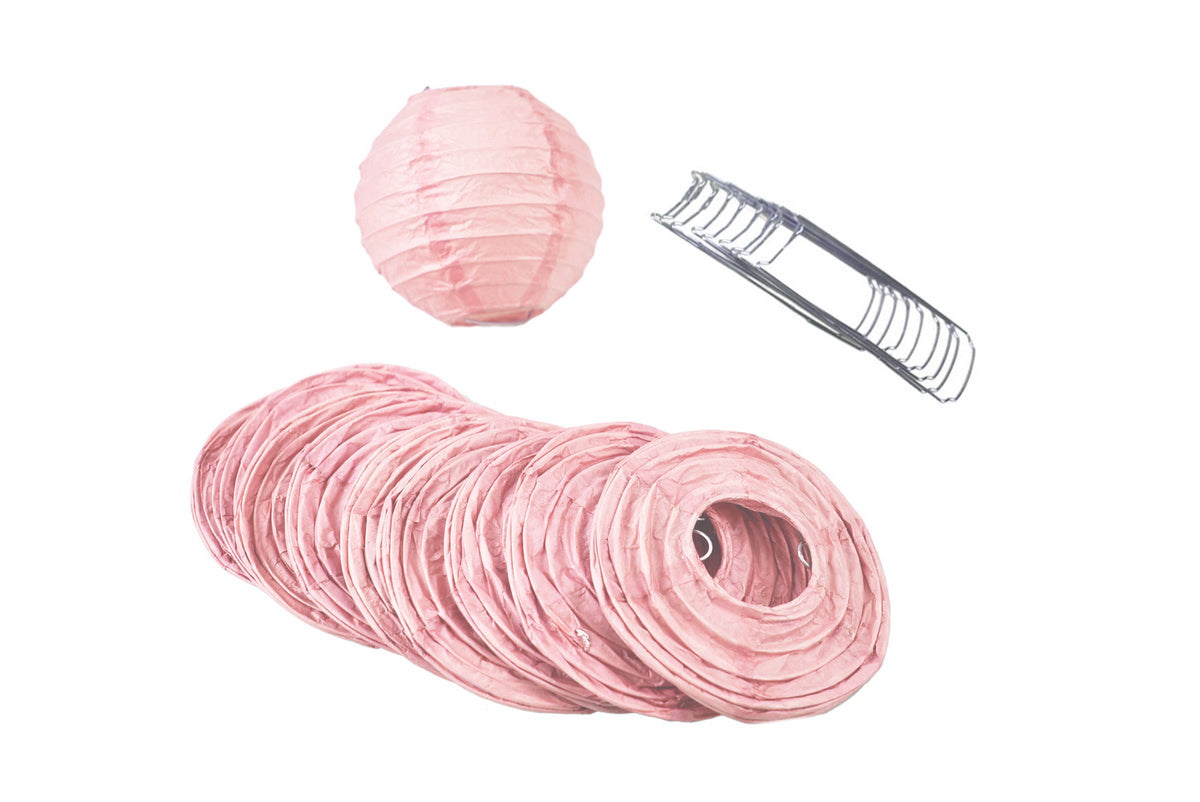 4&quot; Rose Quartz Pink Round Paper Lantern, Even Ribbing, Hanging Decoration (10 PACK) - PaperLanternStore.com - Paper Lanterns, Decor, Party Lights &amp; More
