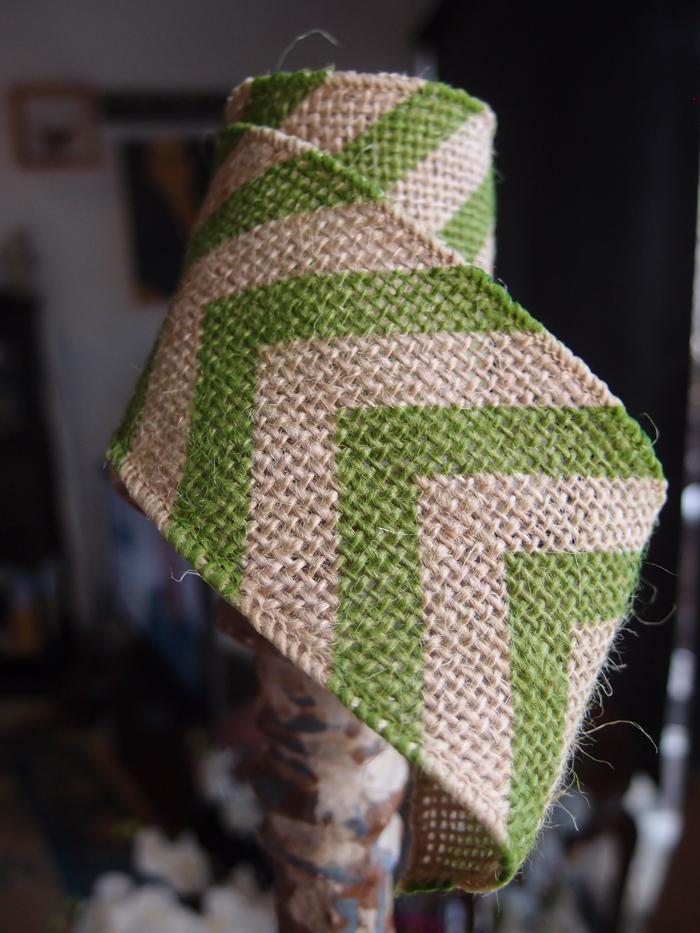 Burlap Fabric Wrap Roll w/ Apple Green Chevron Pattern (2.4 x 6 Ft) - PaperLanternStore.com - Paper Lanterns, Decor, Party Lights &amp; More