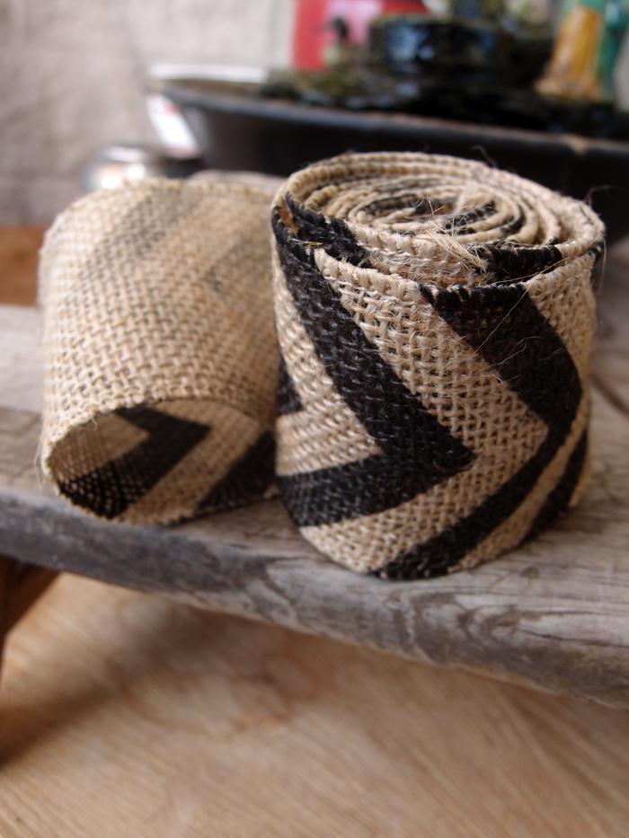 Burlap Fabric Wrap Roll w/ Black Chevron Pattern (2.4 x 6 Ft) - PaperLanternStore.com - Paper Lanterns, Decor, Party Lights &amp; More