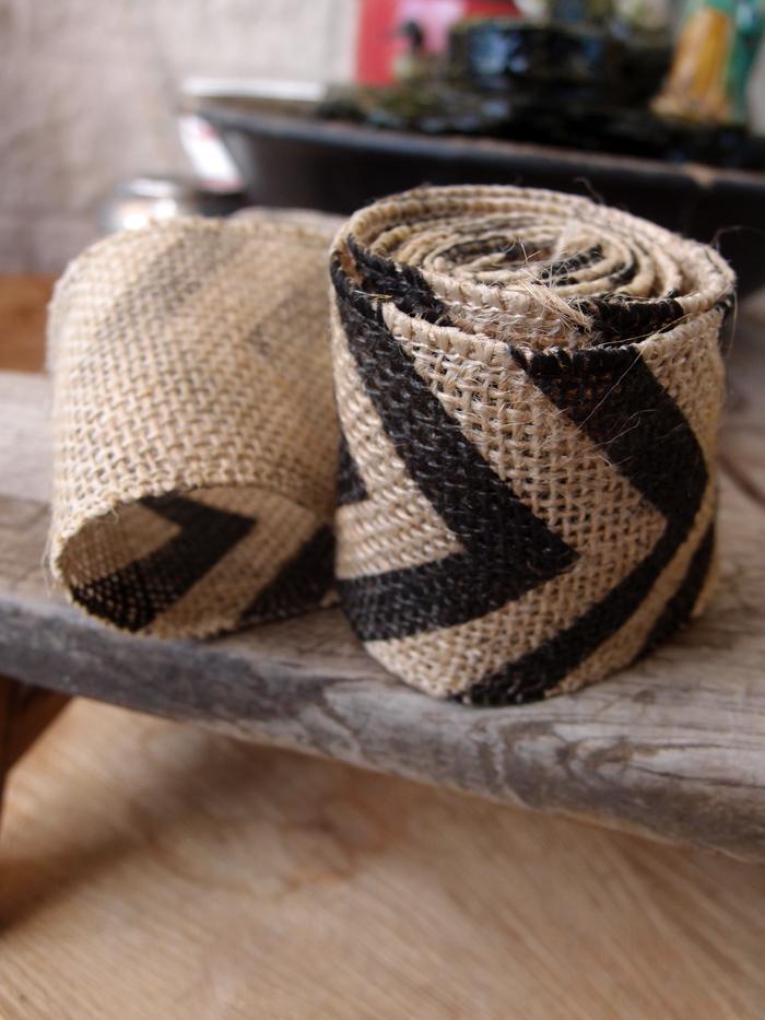 Burlap Fabric Wrap Roll w/ Black Chevron Pattern (2.4 x 6 Ft) - PaperLanternStore.com - Paper Lanterns, Decor, Party Lights & More