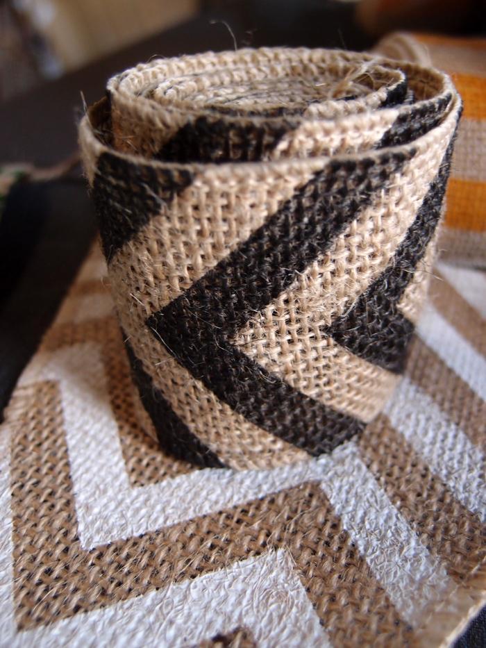 Burlap Fabric Wrap Roll w/ Black Chevron Pattern (2.4 x 6 Ft) - PaperLanternStore.com - Paper Lanterns, Decor, Party Lights &amp; More