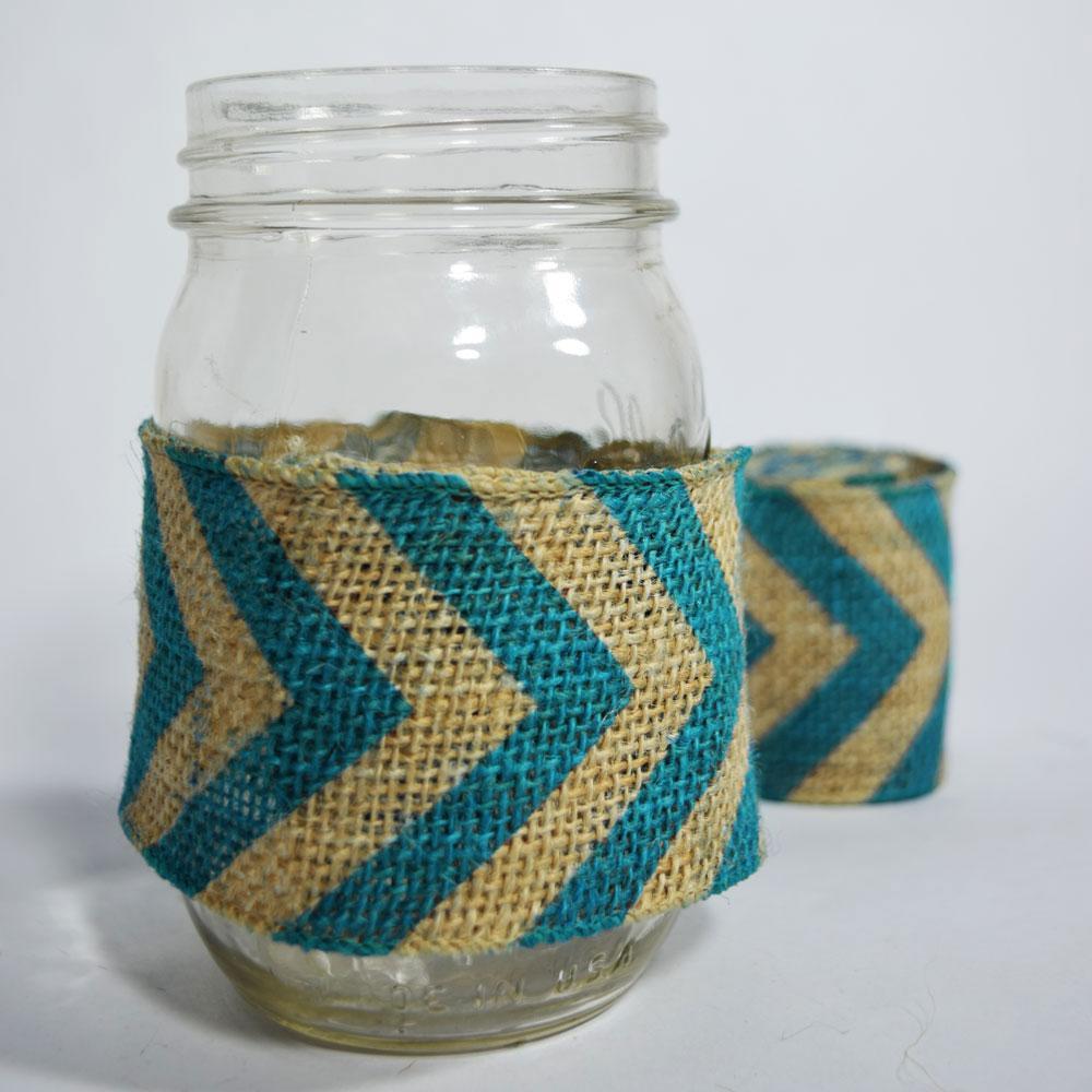 Burlap Fabric Wrap Roll w/ Dark Blue Chevron Pattern (2.4 x 6 Ft) - PaperLanternStore.com - Paper Lanterns, Decor, Party Lights & More