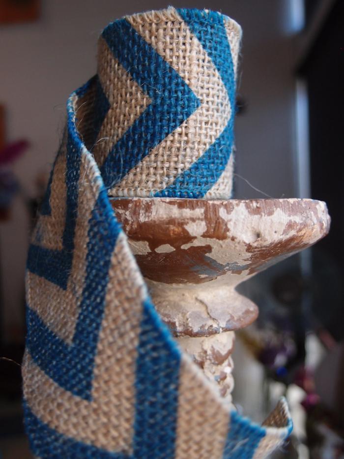 Burlap Fabric Wrap Roll w/ Dark Blue Chevron Pattern (2.4 x 6 Ft) - PaperLanternStore.com - Paper Lanterns, Decor, Party Lights &amp; More