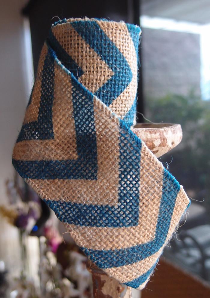 Burlap Fabric Wrap Roll w/ Dark Blue Chevron Pattern (2.4 x 6 Ft) - PaperLanternStore.com - Paper Lanterns, Decor, Party Lights & More