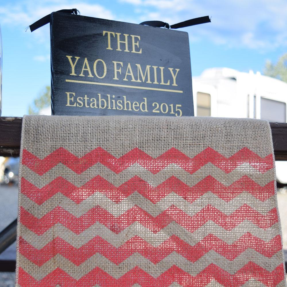 Vintage Burlap Table Runner w/ Red Chevron Pattern (12 x 108) - PaperLanternStore.com - Paper Lanterns, Decor, Party Lights & More