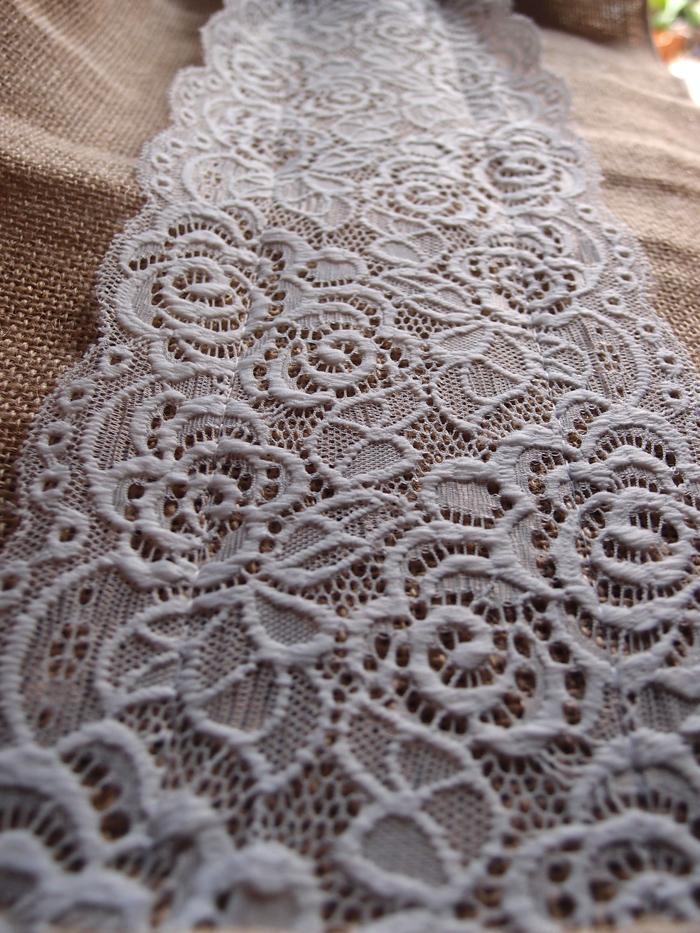 Vintage Burlap and Lace Style No.1 Table Runner (12 x 108) - PaperLanternStore.com - Paper Lanterns, Decor, Party Lights &amp; More