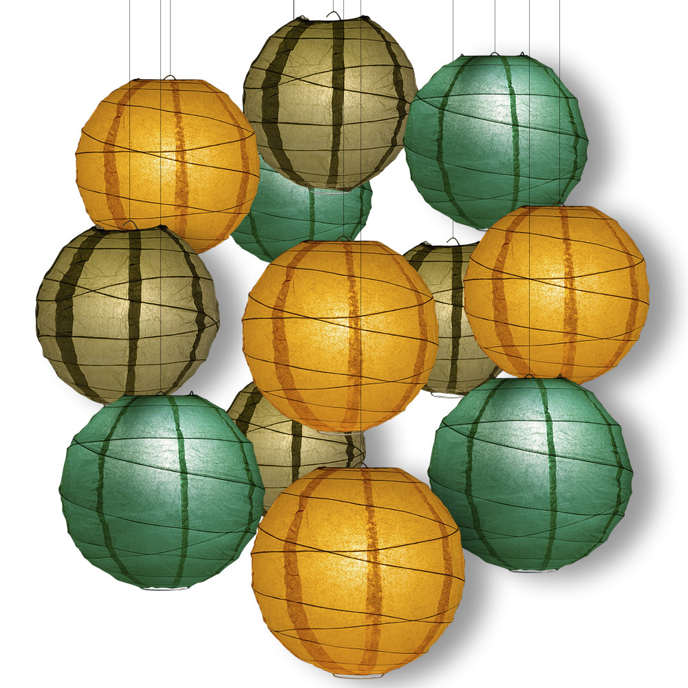 Saint Patricks Day Celebration Party Pack Crisscross Ribbed Paper Lantern Combo Set (12 pc Set) - PaperLanternStore.com - Paper Lanterns, Decor, Party Lights &amp; More