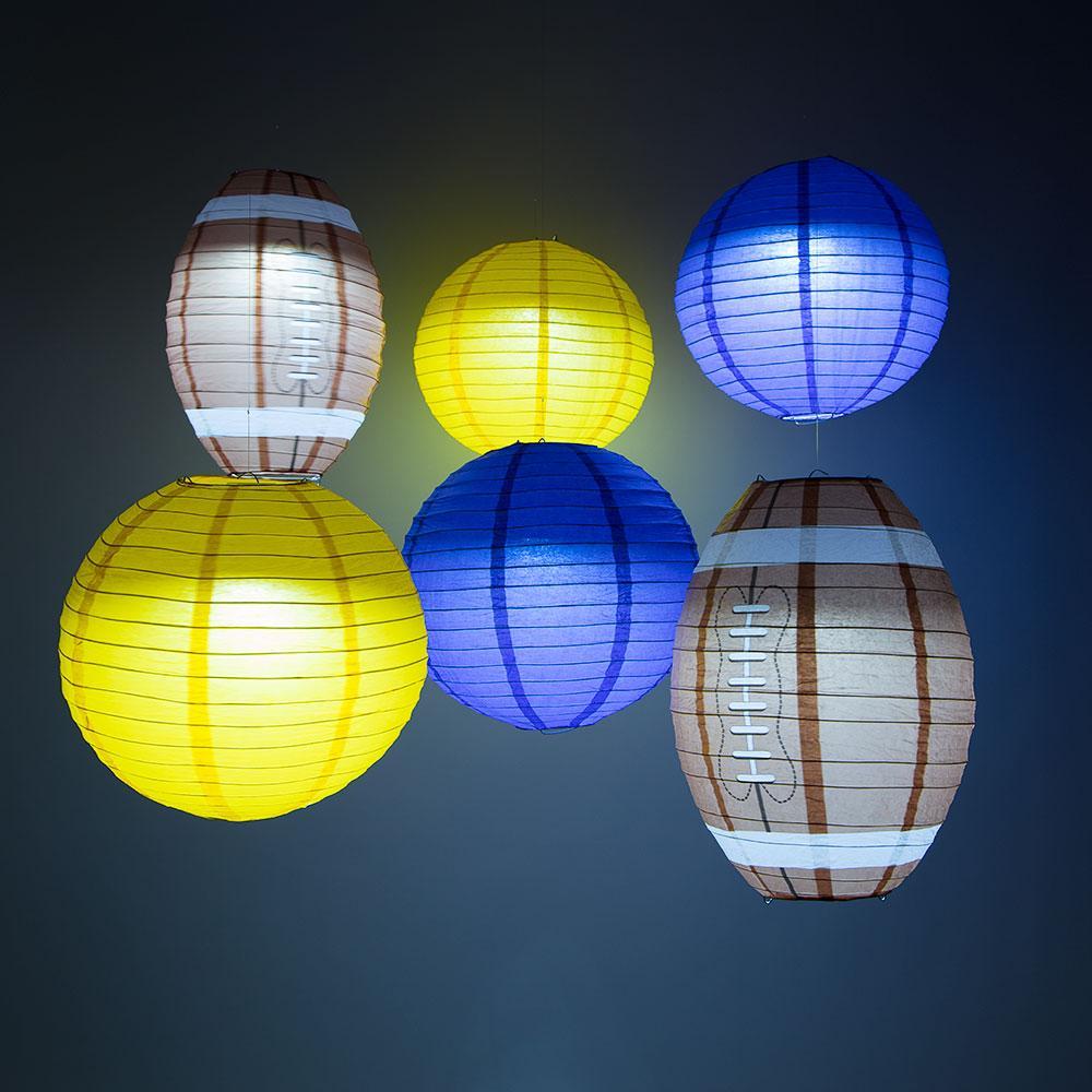 San Diego Pro Football Paper Lanterns 6pc Combo Tailgating Party Pack (Navy Blue/Yellow)  - by PaperLanternStore.com - Paper Lanterns, Decor, Party Lights &amp; More