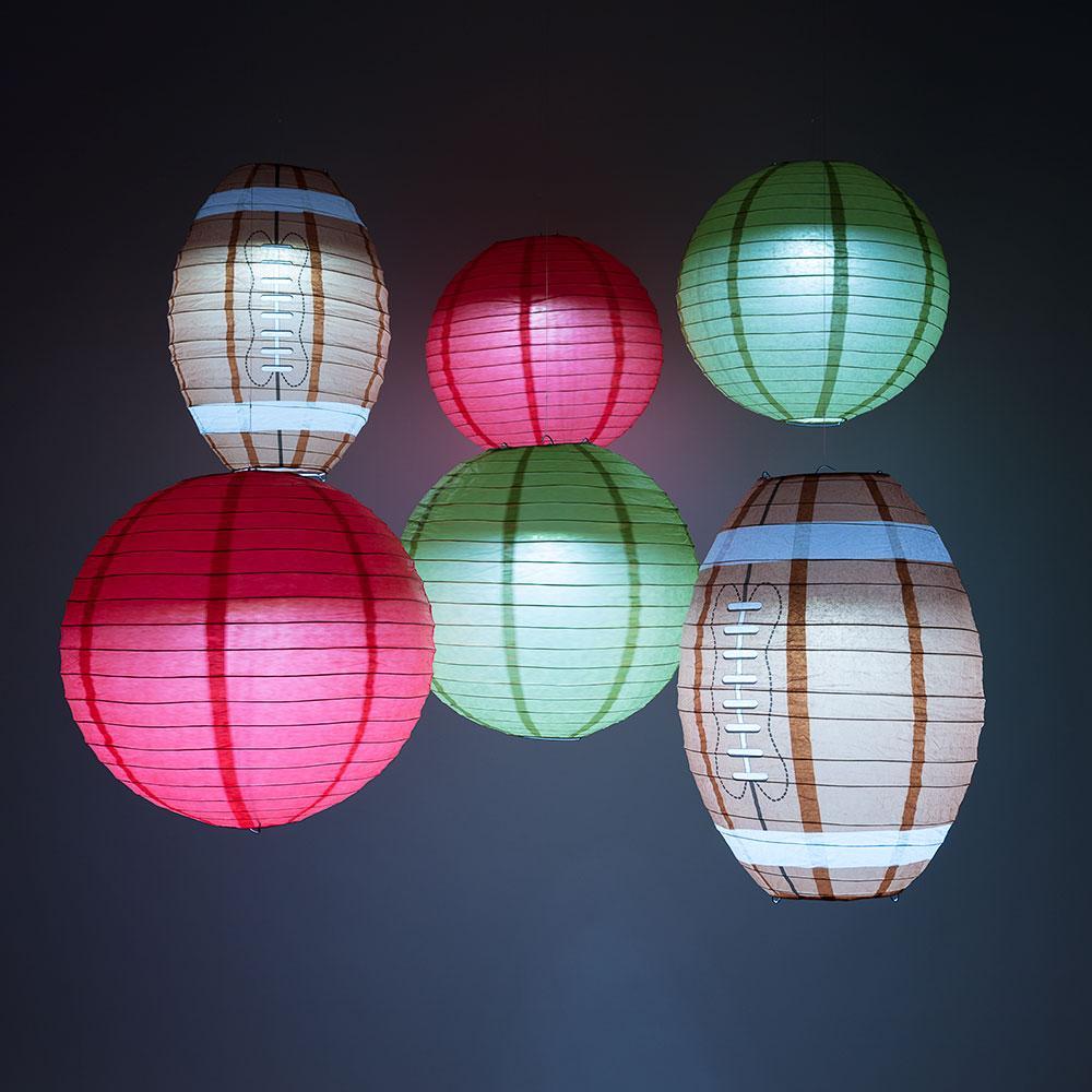 San Francisco Pro Football Paper Lanterns 6pc Combo Tailgating Party Pack (Red/Gold)  - by PaperLanternStore.com - Paper Lanterns, Decor, Party Lights &amp; More