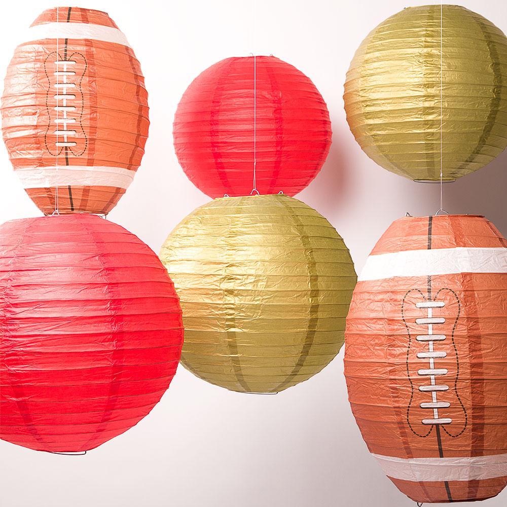 San Francisco Pro Football Paper Lanterns 6pc Combo Tailgating Party Pack (Red/Gold)  - by PaperLanternStore.com - Paper Lanterns, Decor, Party Lights &amp; More