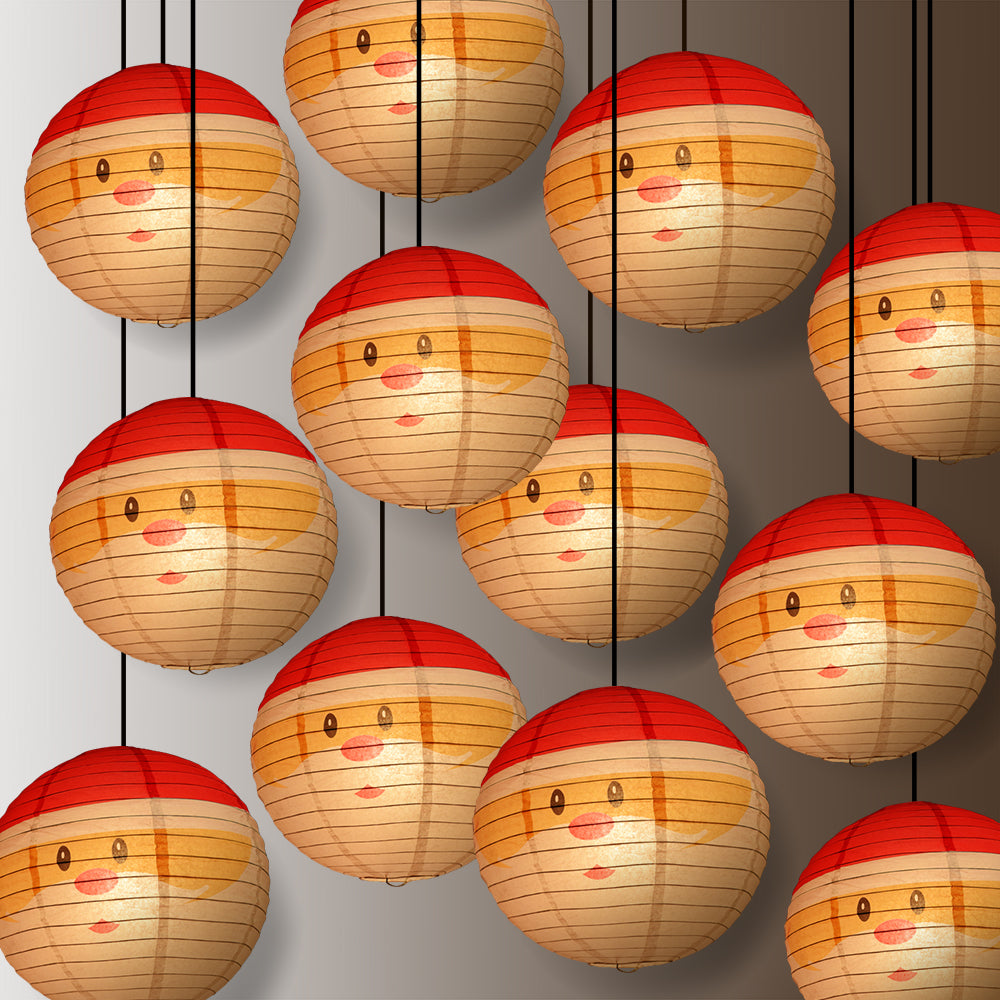 12 PACK | 14&quot; Santa Claus Christmas Holiday Paper Lantern - PaperLanternStore.com - Paper Lanterns, Decor, Party Lights &amp; More