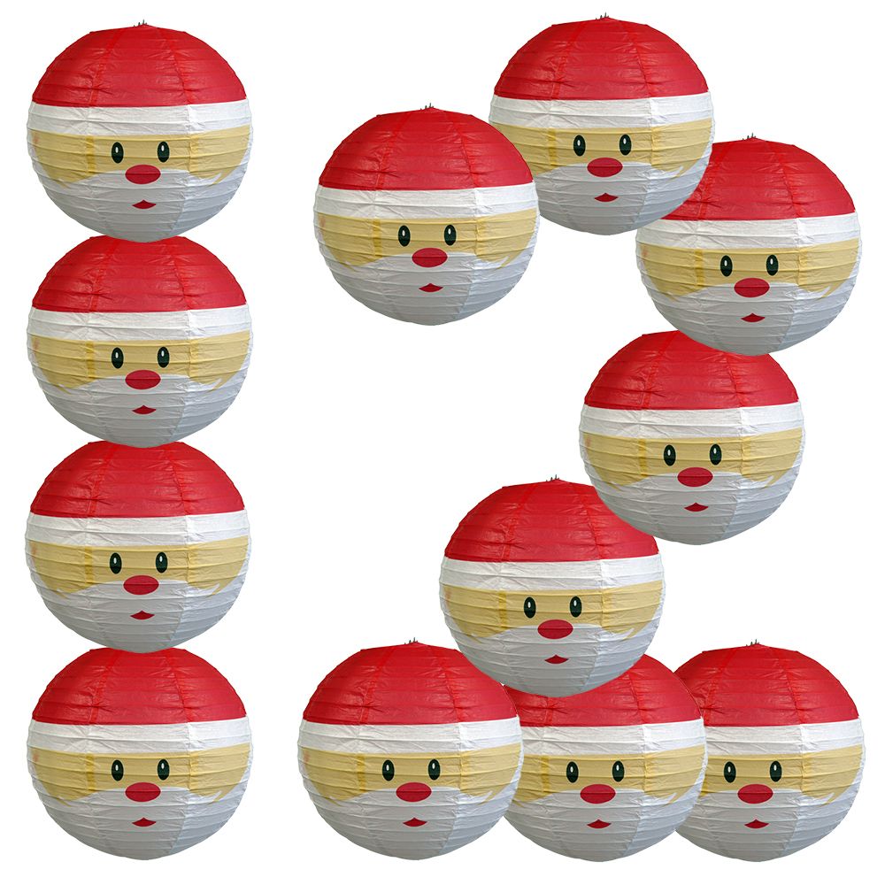 12 PACK | 14&quot; Santa Claus Christmas Holiday Paper Lantern - PaperLanternStore.com - Paper Lanterns, Decor, Party Lights &amp; More