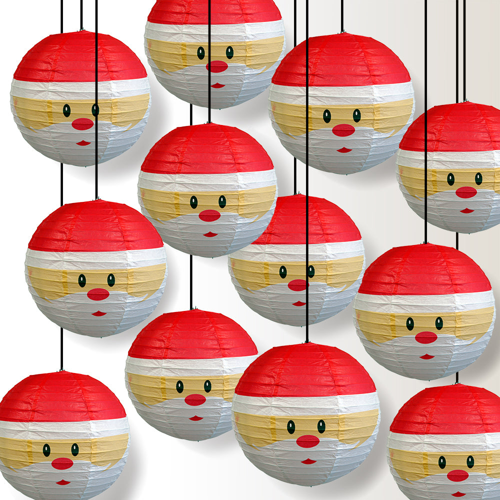 12 PACK | 14" Santa Claus Christmas Holiday Paper Lantern - PaperLanternStore.com - Paper Lanterns, Decor, Party Lights & More