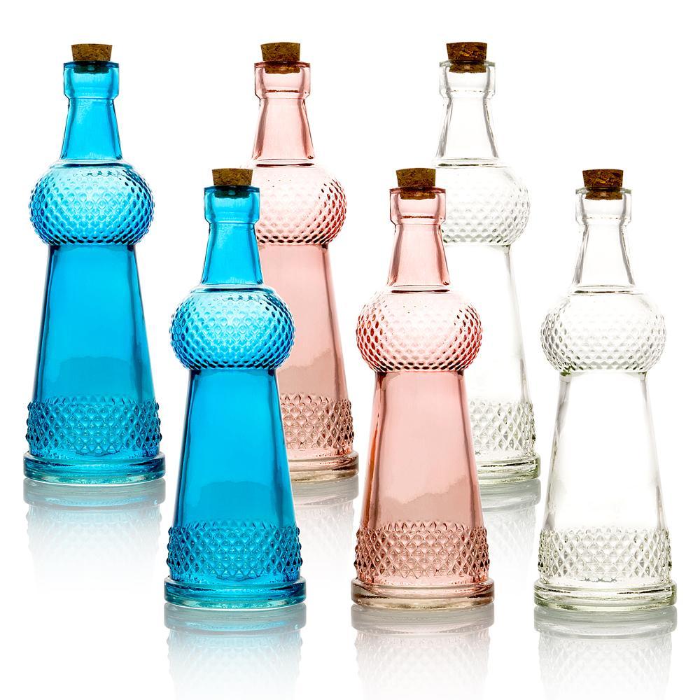 6pc Savannah Colorful Decorative Vintage Glass Bottles and Flower Vases Wedding Table and Centerpiece Display - PaperLanternStore.com - Paper Lanterns, Decor, Party Lights &amp; More