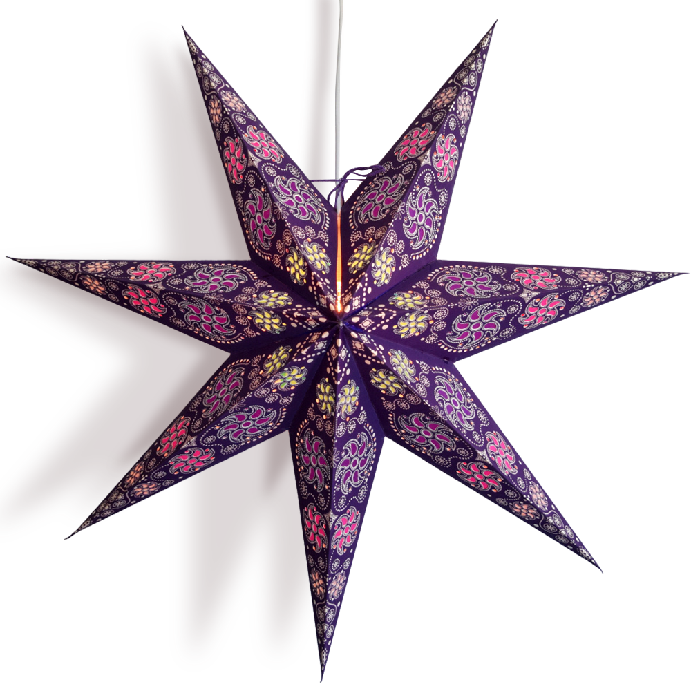 24" Purple Winds 7-Point Paper Star Lantern, Hanging Wedding & Party Decoration