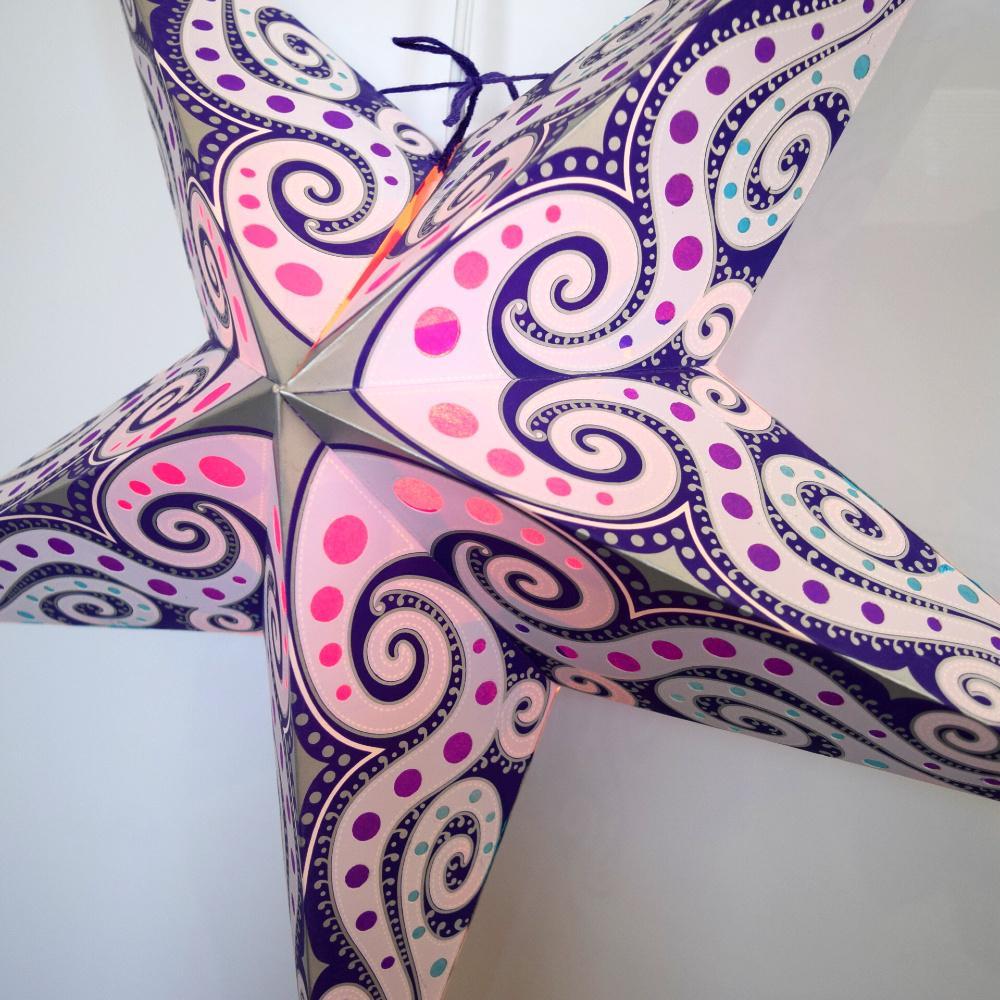 24&quot; Lavender Purple Mouri Paper Star Lantern, Hanging