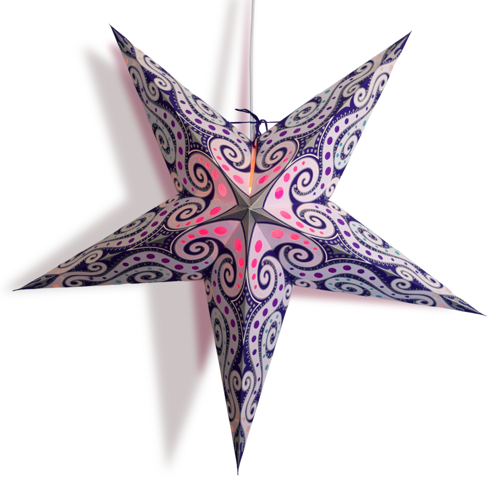 24&quot; Lavender Purple Mouri Paper Star Lantern, Hanging