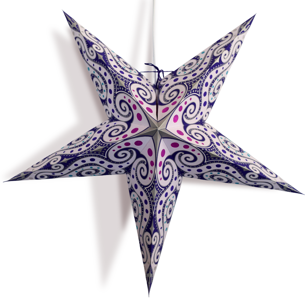 24" Lavender Purple Mouri Paper Star Lantern, Hanging