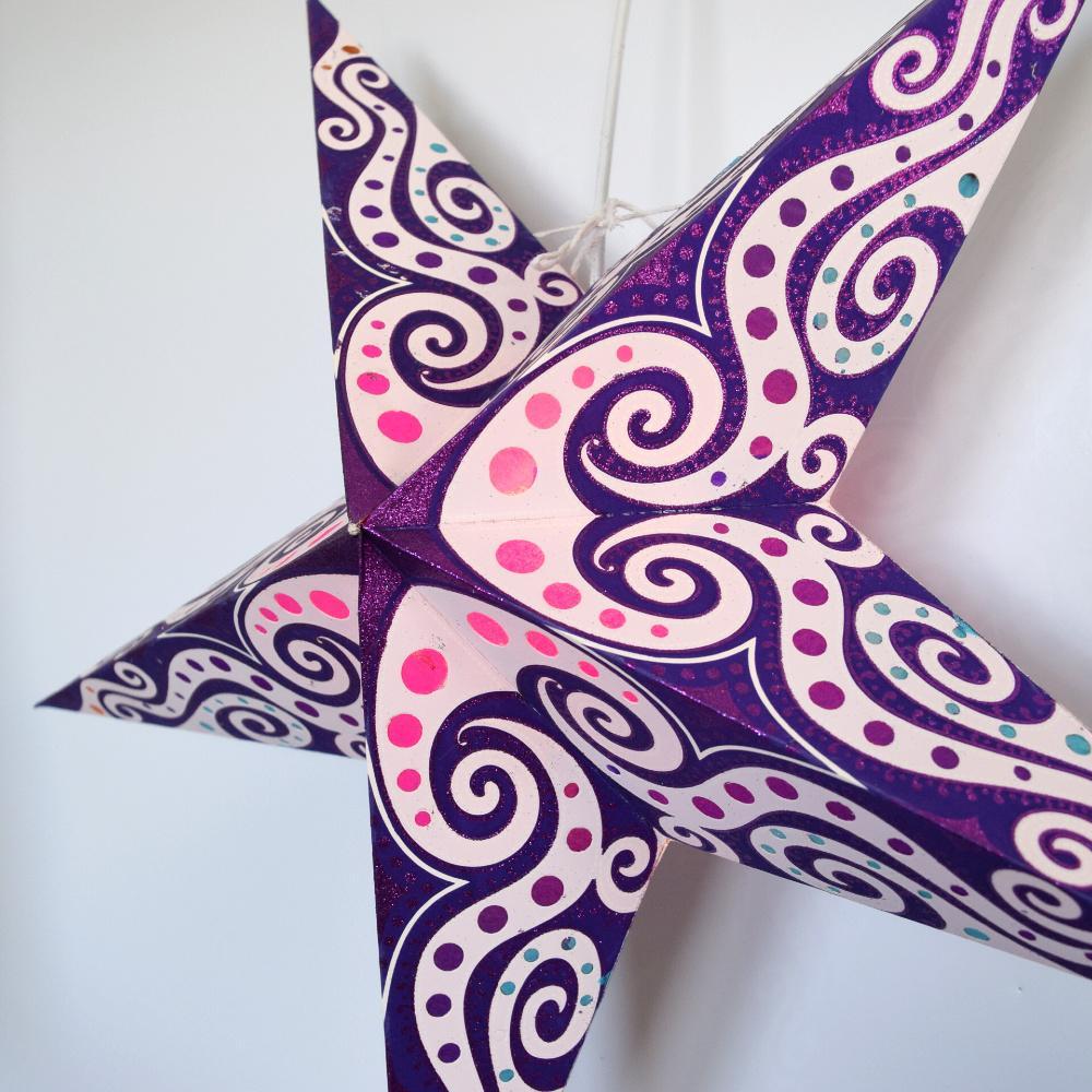 24&quot; Purple Pink Mouri Paper Star Lantern, Hanging