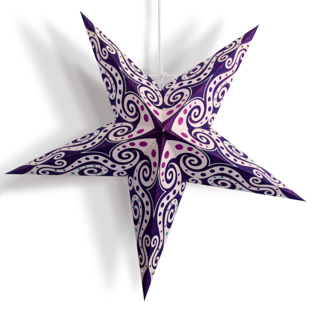 24" Purple Pink Mouri Paper Star Lantern, Hanging